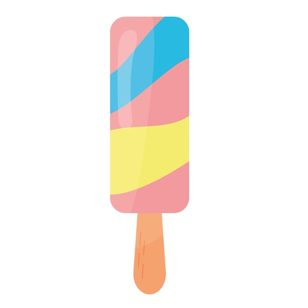 Ice cream with a pink, blue, and yellow striped pattern on it.