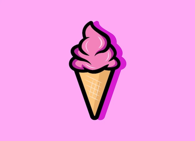 Ice cream with wafer cone logo design