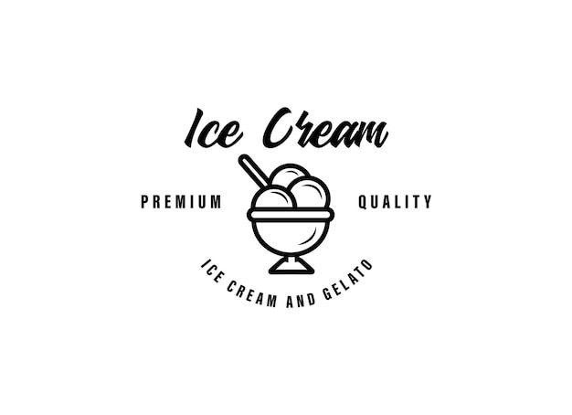 ウエハースコーンのロゴデザインのアイスクリーム