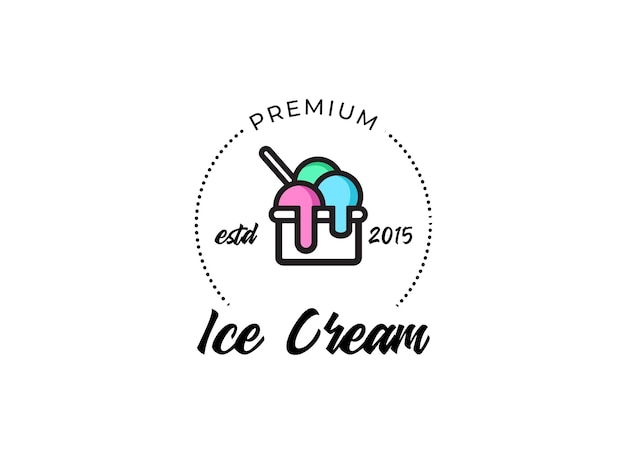 Ice cream with wafer cone logo design