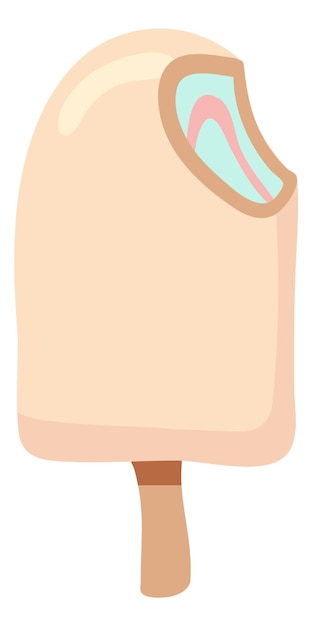 Ice cream on wooden stick flat sweet icon