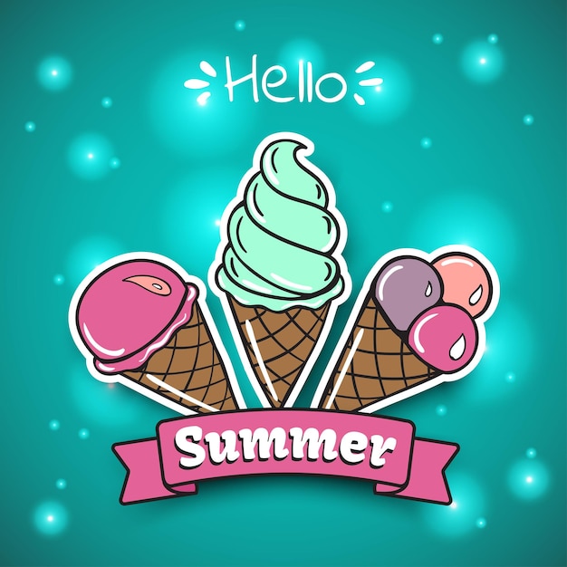 Ice cream zomer embleem voor logo's poster of advertentie