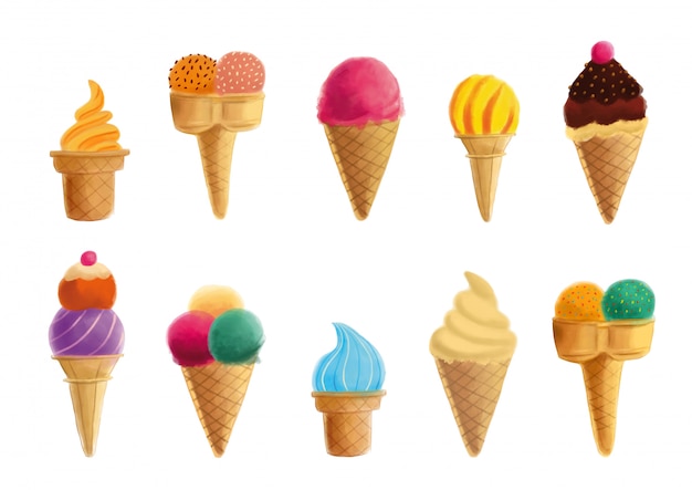 Vector ice creams collection isolated on a white background