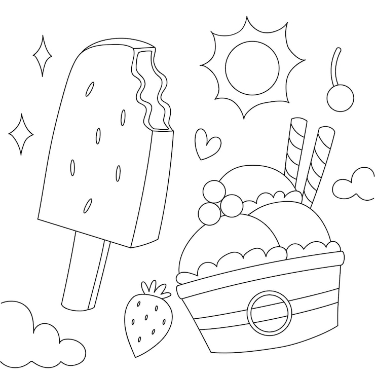 ice creams coloring page vector illustration
