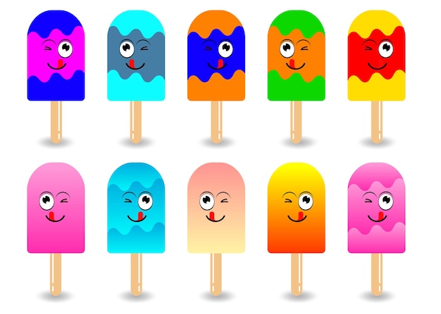 Ice creams set vector illustration, Vector cone chocolate Ice-Cream. multicolored vector ice cream.