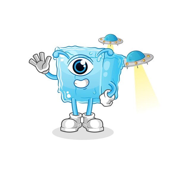 Ice cube alien cartoon mascot vector