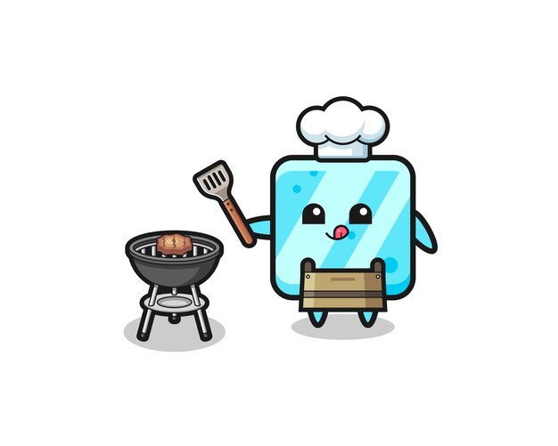 Ice cube barbeque chef with a grill cute design