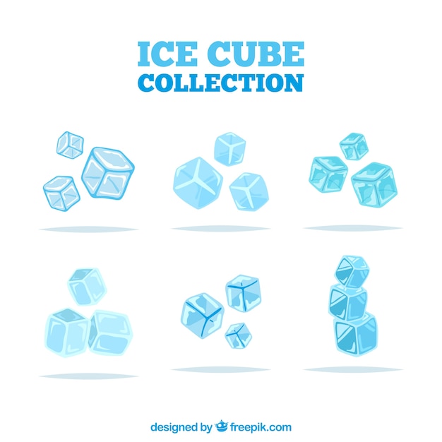Vector ice cube collection with flat design