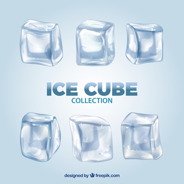 Collezione di cubetti di ghiaccio con uno stile realistico