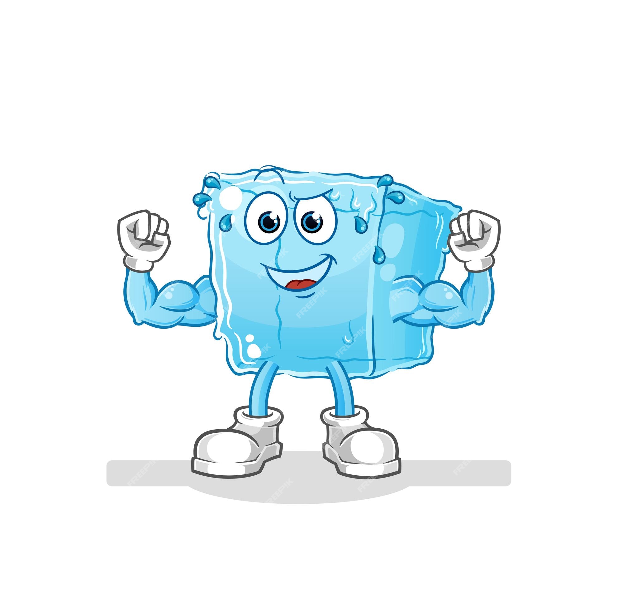 Premium Vector | Ice cube muscular cartoon cartoon mascot vector Premium Vector | Ice cube muscular cartoon cartoon mascot vector