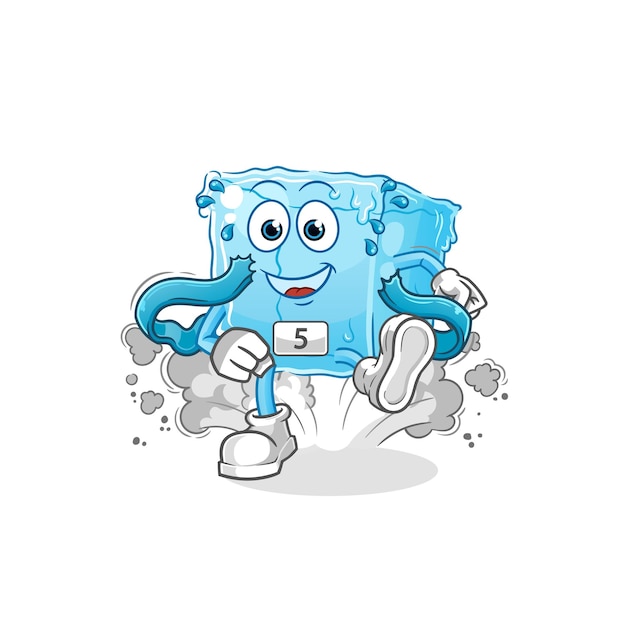 Ice cube runner character cartoon mascot vectorxa