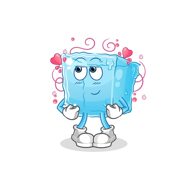 Ледяной куб застенчивый векторный мультяшный персонажxA