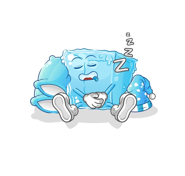 Ice cube sleeping character cartoon mascot vectorxa