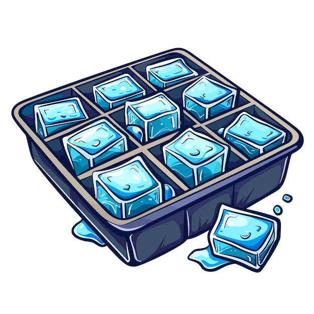 Vector ice cube tray cartoon isolated on transparent background hd png