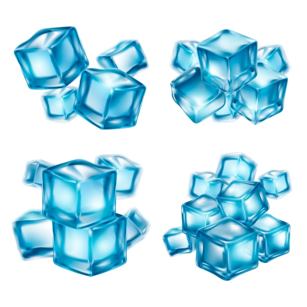 現実的なスタイルの氷立方体のイラスト