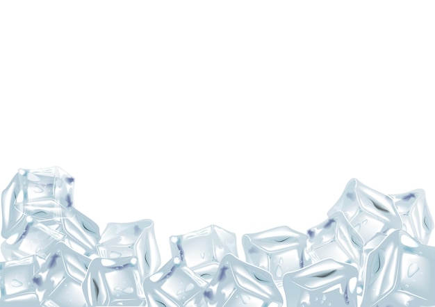 Vector ice cubes realistic set 3d vector illustration