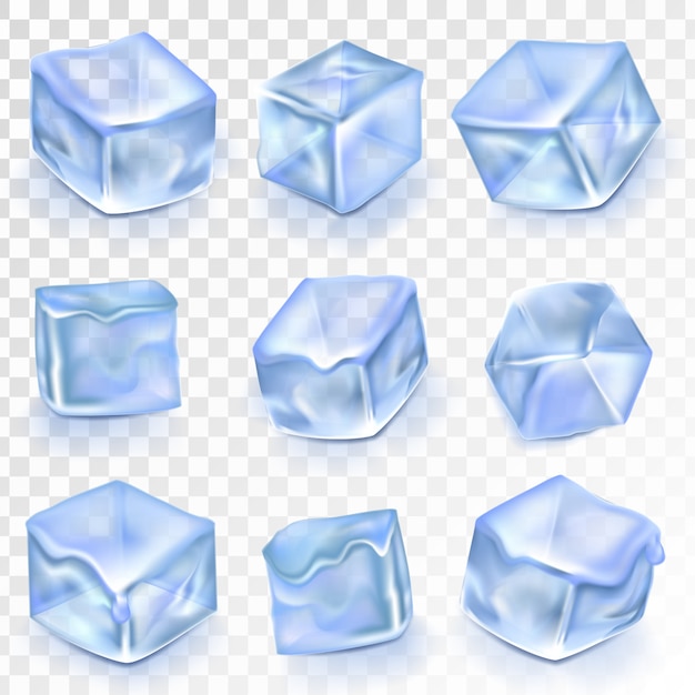 Vector ice cubes set