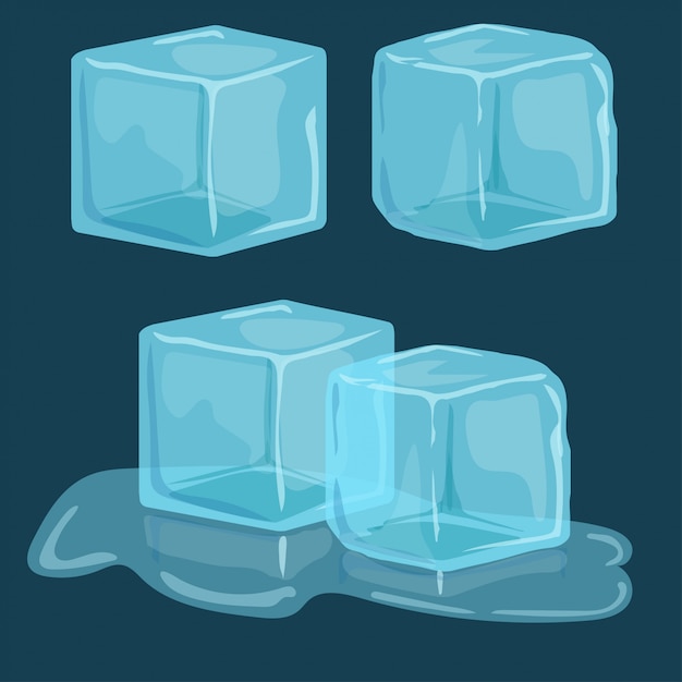 Ice cubes vector set