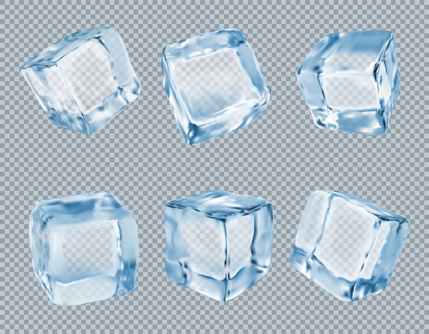 Ice cubes vector set