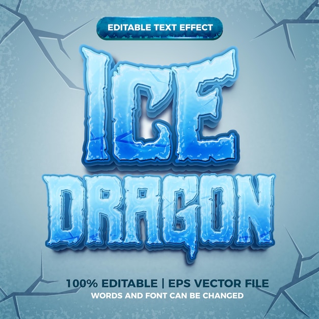 Drago di ghiaccio 3d effetto testo modificabile congelato in stile cartone animato