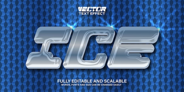 Vector ice editable chrome text effect