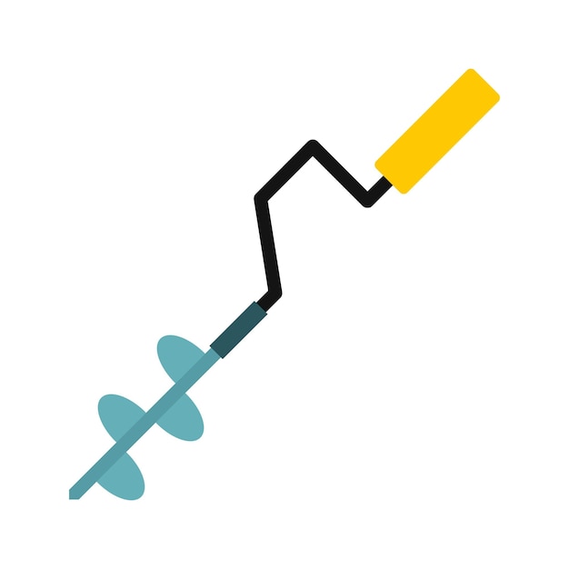 ベクトル 白い背景のベクトル図に分離されたフラット スタイルの氷釣りドリル アイコン