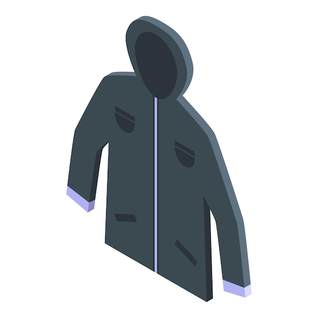 Ice fishing jacket icon isometric vector Winter lake Man fisherman