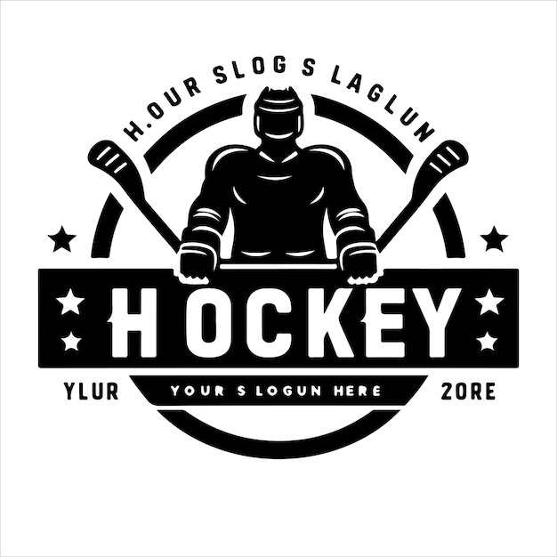 Ice hockey emblem and hockey club logo vector illustration