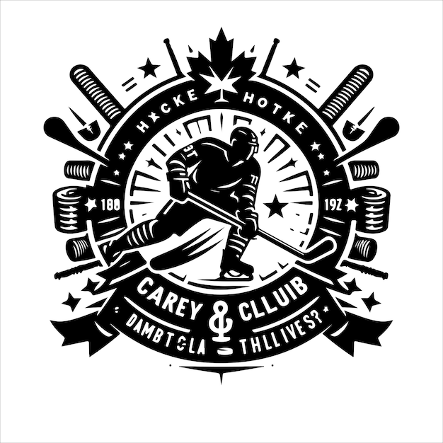 Ice hockey emblem and logo set hockey club logo silhouette vector illustration