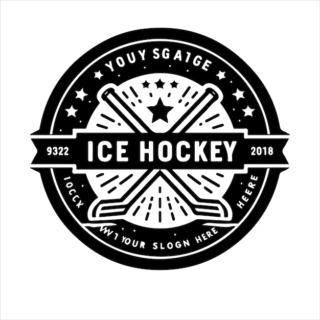 Emblema e logo di hockey su ghiaccio set illustrazione vettoriale della silhouette del logo del club di hockey