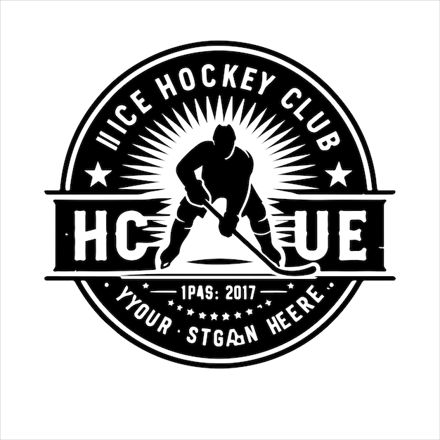 Ice hockey emblem and logo set hockey club logo silhouette vector illustration