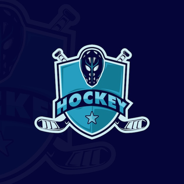 Вектор Эмблема хоккея на льду логотип вектор иллюстрация шаблон икона графический дизайн маска и хоккейная палка знак