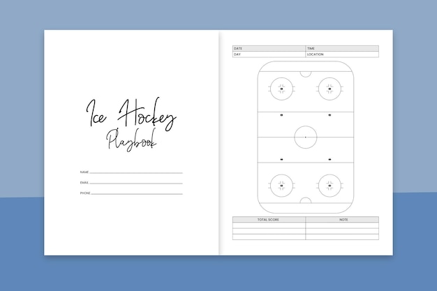 Vettore playbook di hockey su ghiaccio kdp interni