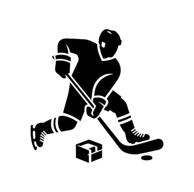 ice hockey player silhouettes logo vector illustration