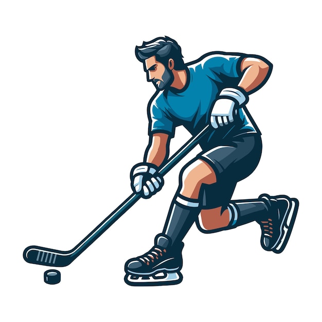 Игрок хоккея на льду спортсмен векторная иллюстрация зимняя спортивная деятельность хоккей мужской игрок дизайн