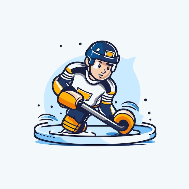Vector ice hockey player vector illustration of ice hockey player on ice