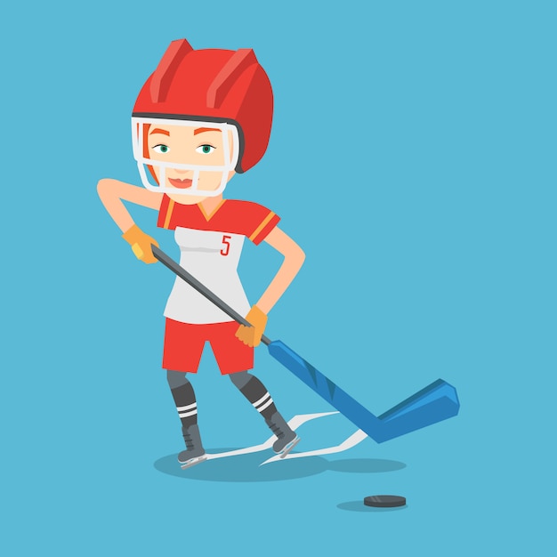 Ice hockey player vector illustration.