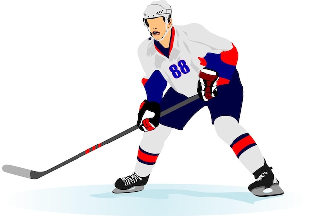 Vector ice hockey players poster colored vector 3d illustration for designers