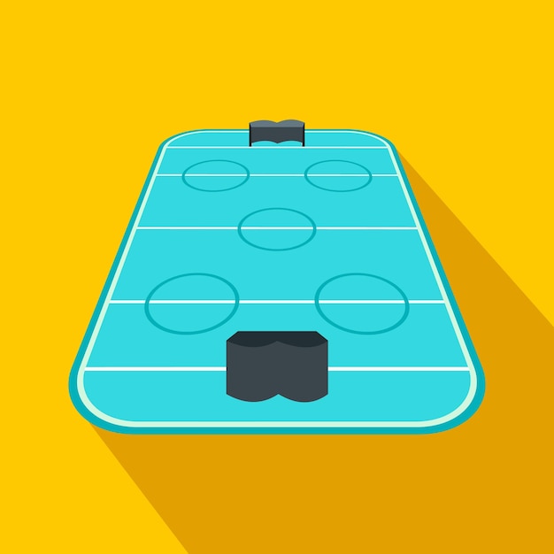 Vector ice hockey rink flat icon game symbol with shadow on a yellow background