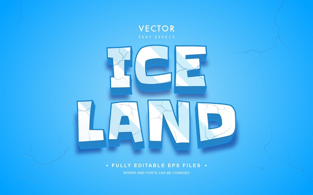 Vector ice land editable text effect