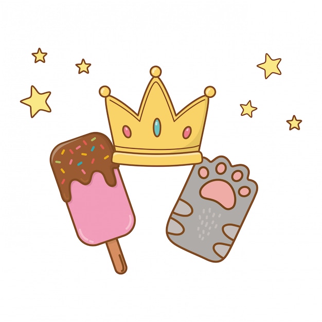 Ice lolly crown and cat paw