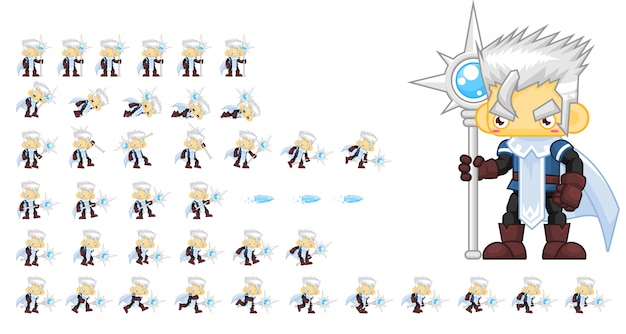 Vector ice mage game sprites