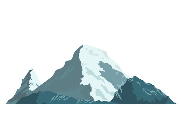 Vector ice mountain covered with snow