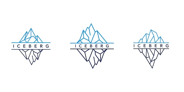 Ice mountain or iceberg logo design with simple line art style