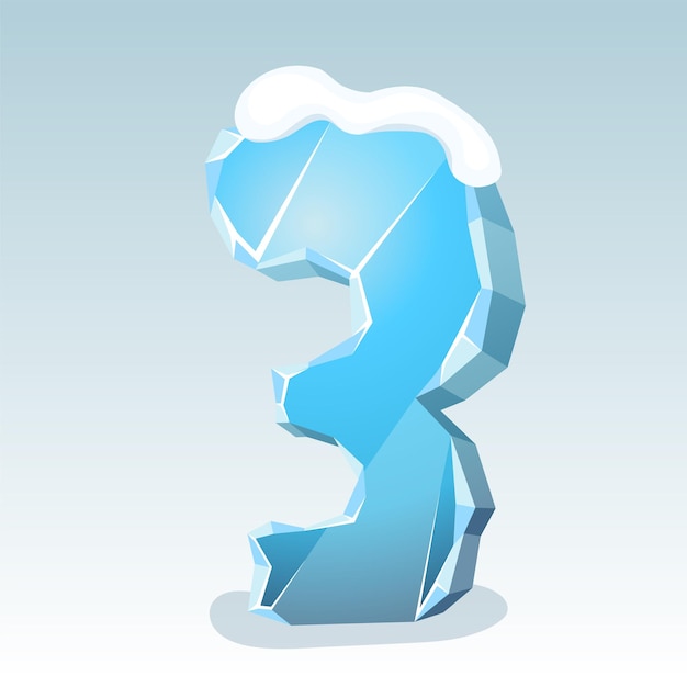 Ice number three with snow on the top, vector font