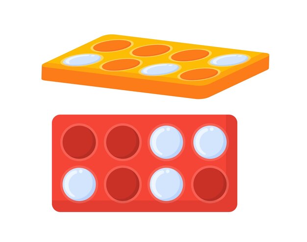 Ice plastic trays concept yellow and red trays item for cold drinks beverage and cocktails poster or