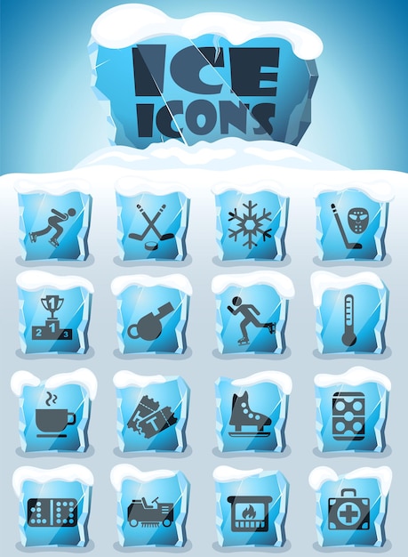 Ice rink icon set