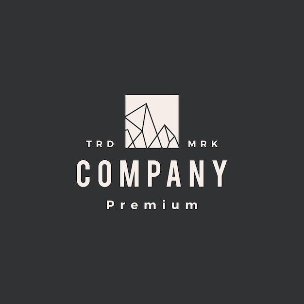 Ice rock peak mount hipster vintage logo template