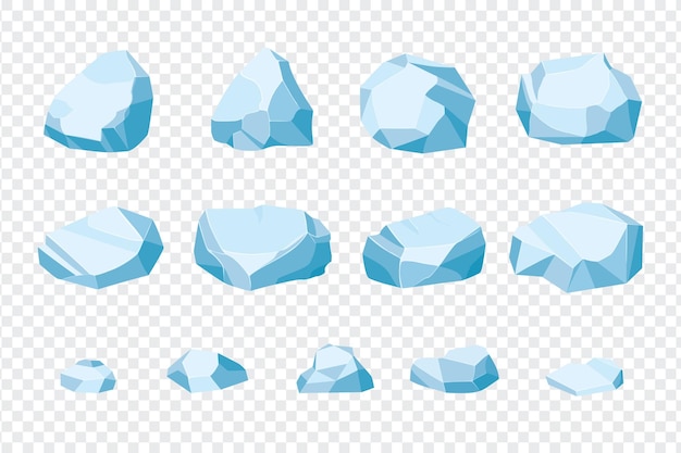 Ice rock and stones collection vector illustration