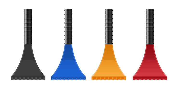 Vector ice scraper for cleaning the car isolated on white